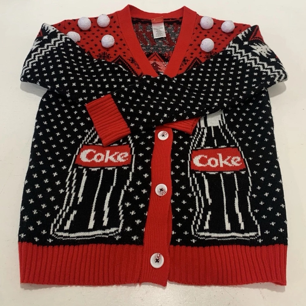 Vintage Coca-Cola Women's Cardigan Classic Polar Bears Christmas Sweater Size XS